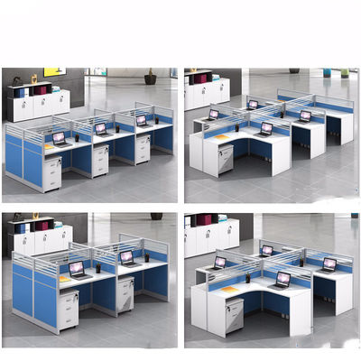 Muebles de oficina modulares y personalizables Estación de trabajo de pantalla para 4 personas con espacio de escritorio