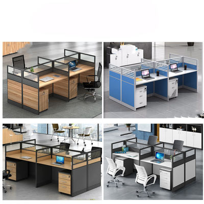 Muebles de oficina modulares y personalizables Estación de trabajo de pantalla para 4 personas con espacio de escritorio