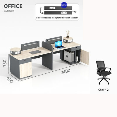 Estilo de madera maciza 6-4 personas Mesa de doble asiento Estación de trabajo Escritorio de computadora y silla