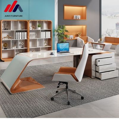 ISO9001/ISO14001 certificado MDF horneado barniz mesa de trabajo gerente escritorio con cajón
