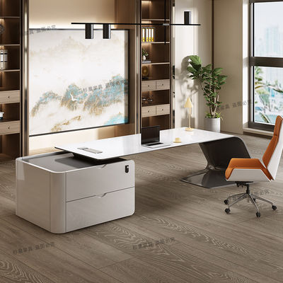 ISO9001/ISO14001 certificado MDF horneado barniz mesa de trabajo gerente escritorio con cajón