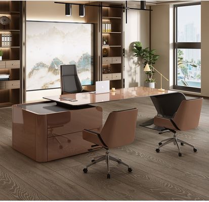 ISO9001/ISO14001 certificado MDF horneado barniz mesa de trabajo gerente escritorio con cajón