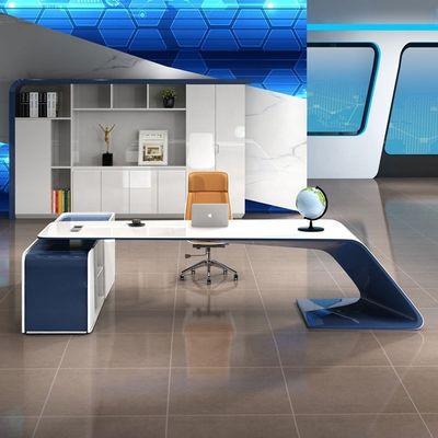 Estación de trabajo de oficina moderna Fruniture Forma L Escritorio del jefe ejecutivo con gabinete lateral