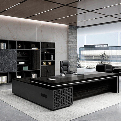Estilizado jefe de escritorio gerente de oficina combinación de escritorio y silla para muebles comerciales