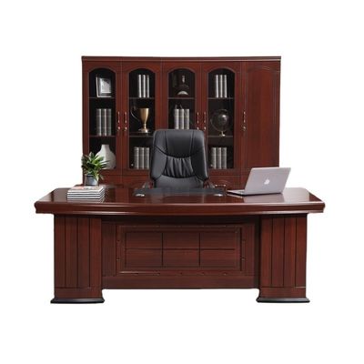 Conjunto de oficina de madera sólida para escritorio y silla ejecutiva en caoba vintage