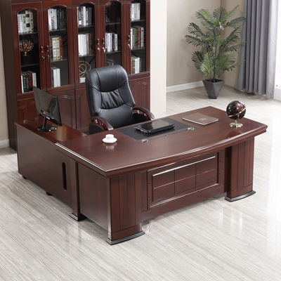 Conjunto de oficina de madera sólida para escritorio y silla ejecutiva en caoba vintage