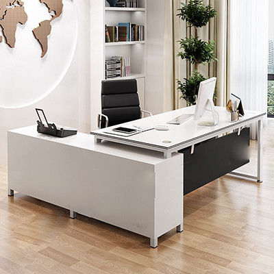 Moderno estilo simple MDF Material de forma L Jefe Director de la oficina Escritorio ejecutivo Escritorio con gabinete