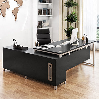Moderno estilo simple MDF Material de forma L Jefe Director de la oficina Escritorio ejecutivo Escritorio con gabinete