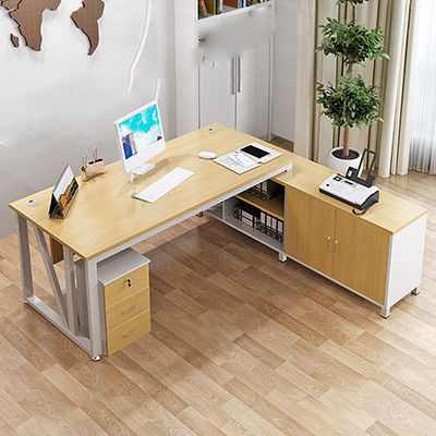 Moderno estilo simple MDF Material de forma L Jefe Director de la oficina Escritorio ejecutivo Escritorio con gabinete