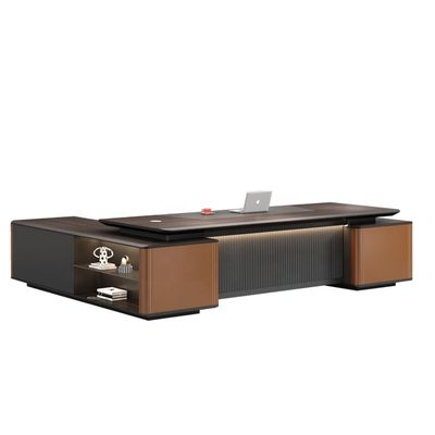 Muebles de oficina modernos Escritorio ejecutivo de madera sólida para el gerente Mesa de gabinete combinada