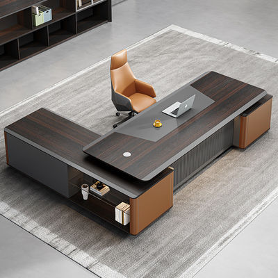 Muebles de oficina modernos Escritorio ejecutivo de madera sólida para el gerente Mesa de gabinete combinada
