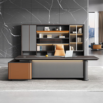 Muebles de oficina modernos Escritorio ejecutivo de madera sólida para el gerente Mesa de gabinete combinada