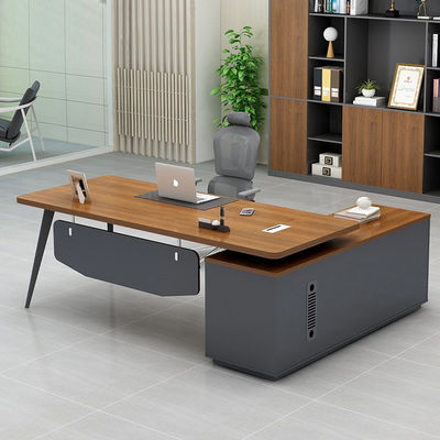 Gran escritorio del presidente con armario de archivos de almacenamiento PANEL Muebles de oficina de estilo de madera