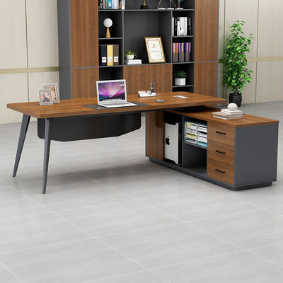 Gran escritorio del presidente con armario de archivos de almacenamiento PANEL Muebles de oficina de estilo de madera