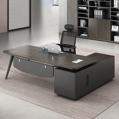 Gran escritorio del presidente con armario de archivos de almacenamiento PANEL Muebles de oficina de estilo de madera