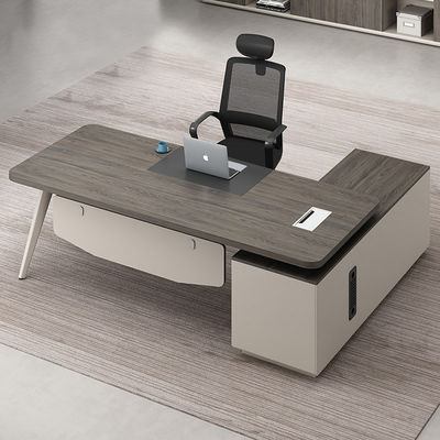 Gran escritorio del presidente con armario de archivos de almacenamiento PANEL Muebles de oficina de estilo de madera