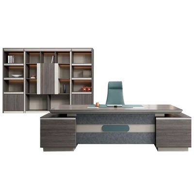 Colores personalizados Moderno estilo sencillo L forma MDF Jefe Director de la oficina Escritorio con gabinete