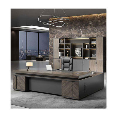 Muebles comerciales elegantes de forma L Gerente Ejecutivo Director Ejecutivo Escritorio con gabinete lateral