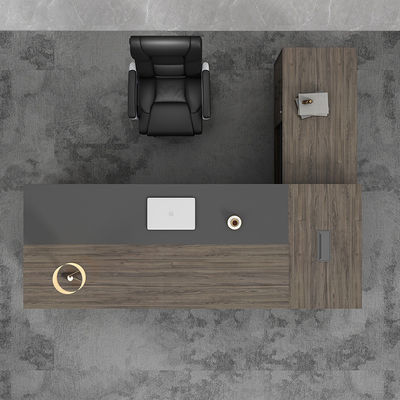 Muebles comerciales elegantes de forma L Gerente Ejecutivo Director Ejecutivo Escritorio con gabinete lateral