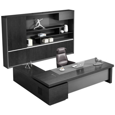 Colores personalizados de lujo en forma de L mesa de oficina de madera ejecutiva para jefe gerente director