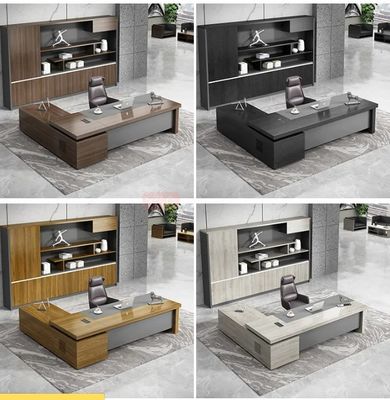Colores personalizados de lujo en forma de L mesa de oficina de madera ejecutiva para jefe gerente director