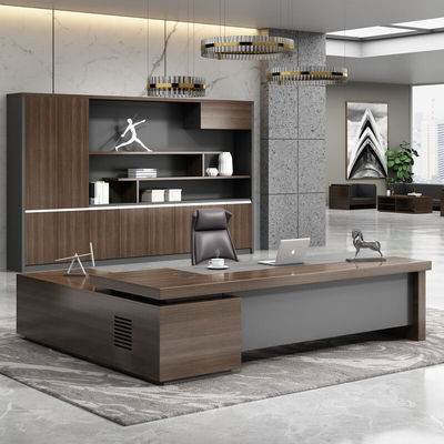Colores personalizados de lujo en forma de L mesa de oficina de madera ejecutiva para jefe gerente director