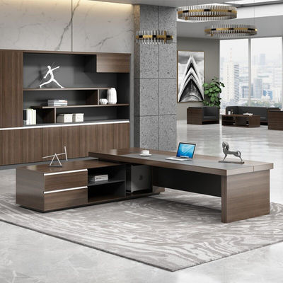 Colores personalizados de lujo en forma de L mesa de oficina de madera ejecutiva para jefe gerente director