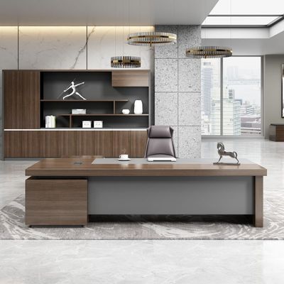 Colores personalizados de lujo en forma de L mesa de oficina de madera ejecutiva para jefe gerente director