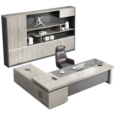 50 mm de espesor la parte superior de la mesa de lujo Moderno de madera en forma de L Jefe Gerente Director Mesa de oficina