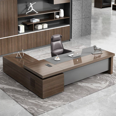 50 mm de espesor la parte superior de la mesa de lujo Moderno de madera en forma de L Jefe Gerente Director Mesa de oficina