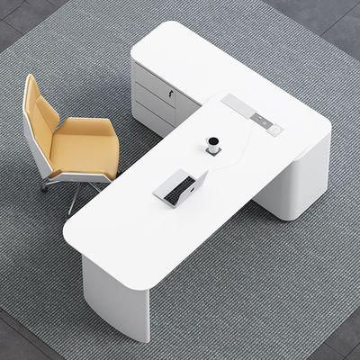 Diseño de MDF material de barniz de horneado en forma de L Escritorio ejecutivo para la oficina y la silla del CEO