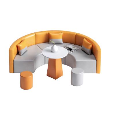 Muebles de oficina área de descanso simple moderna recepción sofá y mesa de café en forma de S