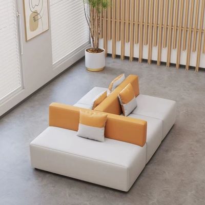 Muebles de oficina área de descanso simple moderna recepción sofá y mesa de café en forma de S