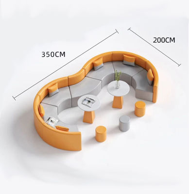 Muebles de oficina área de descanso simple moderna recepción sofá y mesa de café en forma de S