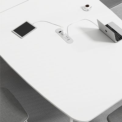 Mesa y silla de conferencia ovalada simple y moderna combinación para espacio de negociación blanco