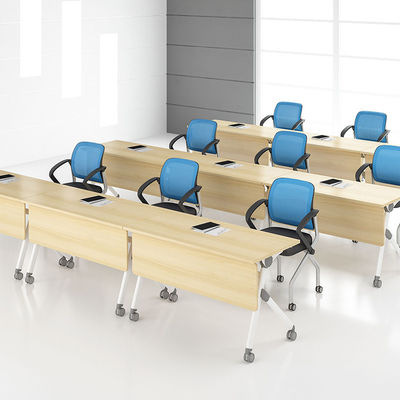 Muebles de oficina comerciales Escritorio de madera Mesa de conferencias para varias personas con patas metálicas