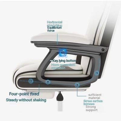 Silla de juego ergonómica de cuero de PU inclinable de 135 grados con reposapiés en negro y rosa