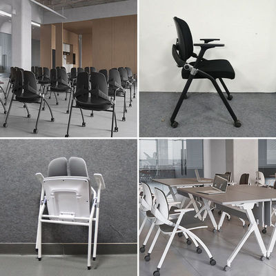 Silla de conferencias plegable de doble espalda ajustable con manivela fija para eventos corporativos
