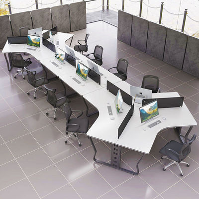 Estación de trabajo de oficina de MDF para 6 personas con escritorio de diseño y función contemporáneos