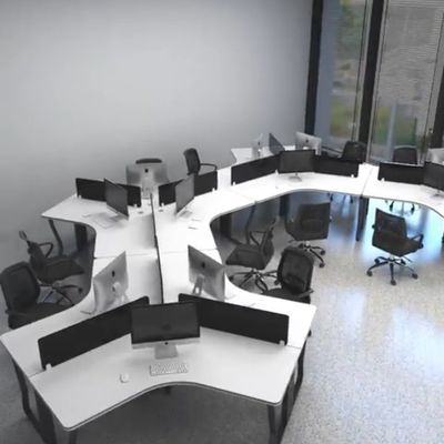 Estación de trabajo de oficina de MDF para 6 personas con escritorio de diseño y función contemporáneos