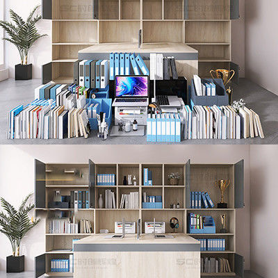 Cabinet de doble asiento pantalla estación de trabajo escritorio de computadora estilo moderno para sala de finanzas