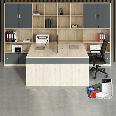Cabinet de doble asiento pantalla estación de trabajo escritorio de computadora estilo moderno para sala de finanzas