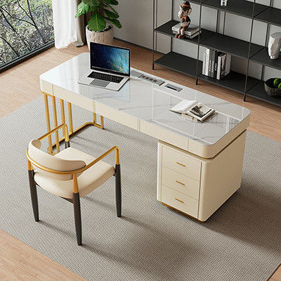 Muebles de oficina de mármol Mesa de oficina ejecutiva en forma de L para muebles comerciales