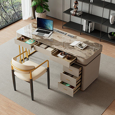 Muebles de oficina de mármol Mesa de oficina ejecutiva en forma de L para muebles comerciales
