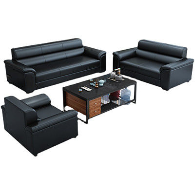 Muebles de la sala de recepción de la oficina Conjunto de sofá de estilo chino y mesa de café de cuero Napa