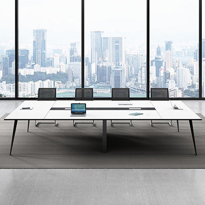 Muebles de oficina de madera maciza personalizados de lujo Mesa de conferencias blanca Sala de reuniones moderna Mesa 10