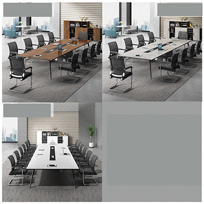 Muebles de oficina de madera maciza personalizados de lujo Mesa de conferencias blanca Sala de reuniones moderna Mesa 10