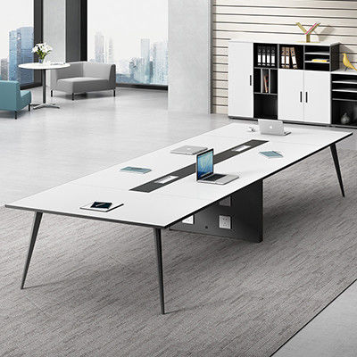 Muebles de oficina de madera maciza personalizados de lujo Mesa de conferencias blanca Sala de reuniones moderna Mesa 10