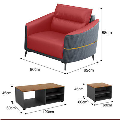 Sofá de oficina moderno de cuero genuino Conjunto Sofá de recepción para conversaciones de oficina contemporáneas