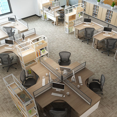 Plantilla modular de computadora de oficina Cubicle Estación de trabajo para 2 4 6 Personas Diseño de escritorio